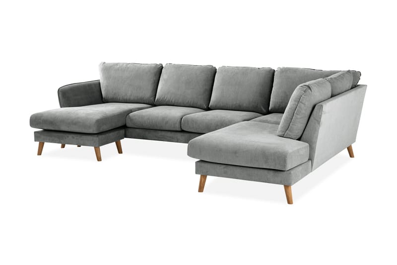 Trend Lyx 4-sits Högervänd U-formad Soffa med Divan och Schäslong i Tyg - Grå - Möbler - Vardagsrum - Soffor - U-soffor