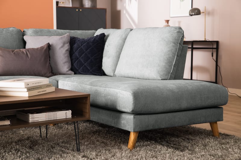Trend Lyx 4-sits Högervänd U-formad Soffa med Divan och Schäslong i Tyg - Grå - Möbler - Vardagsrum - Soffor - U-soffor
