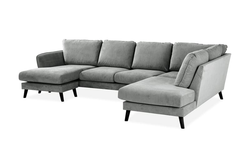 Trend Lyx 4-sits Högervänd U-formad Soffa med Divan och Schäslong i Tyg - Grå - Möbler - Vardagsrum - Soffor - U-soffor