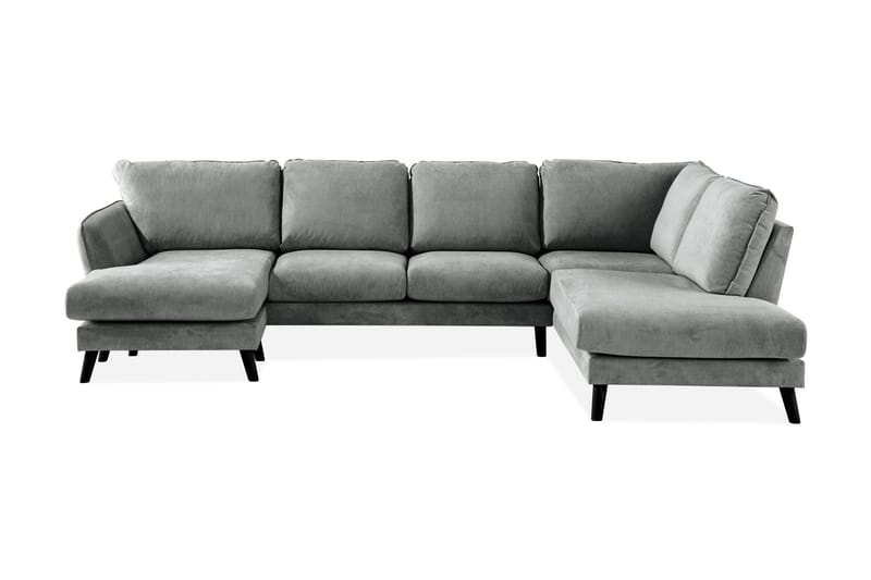 Trend Lyx 4-sits Högervänd U-formad Soffa med Divan och Schäslong i Tyg, Grå