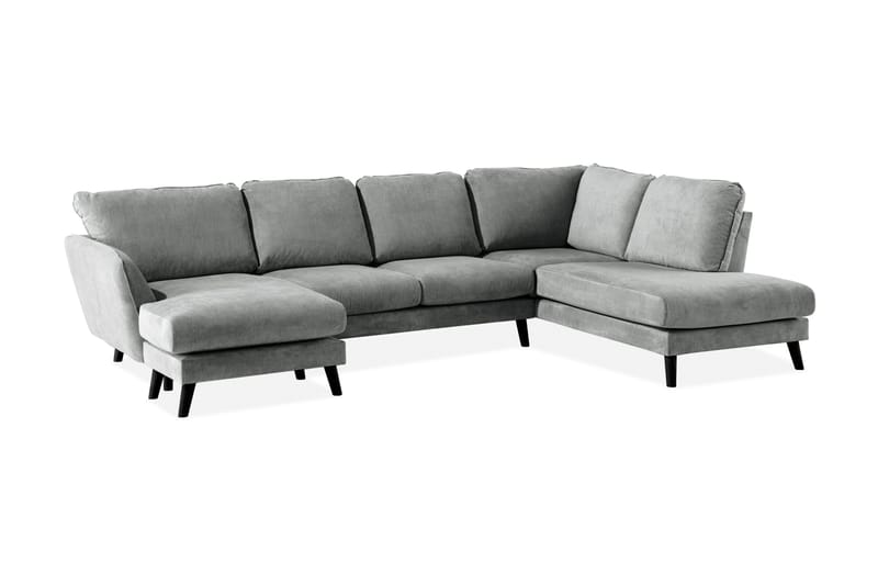 Trend Lyx 4-sits Högervänd U-formad Soffa med Divan och Schäslong i Tyg - Grå - Möbler - Vardagsrum - Soffor - U-soffor