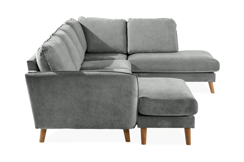 Trend Lyx 4-sits Högervänd U-formad Soffa med Divan och Schäslong i Tyg - Grå - Möbler - Vardagsrum - Soffor - U-soffor