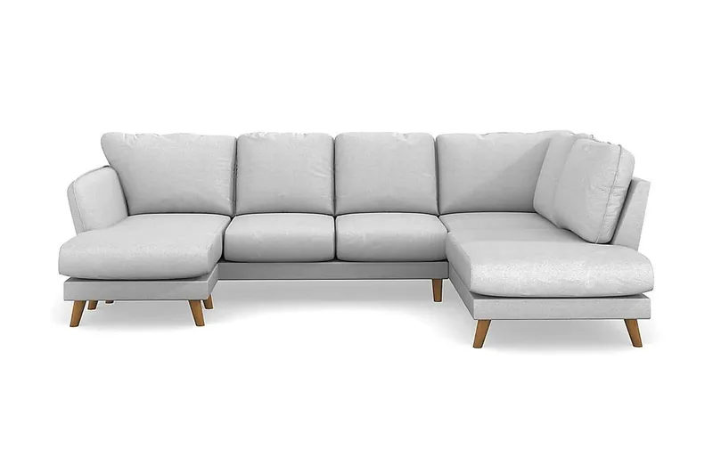 Trend Lyx 4-sits Högervänd U-formad Soffa med Divan och Schäslong i Tyg, Ljusgrå