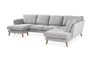 Trend Lyx 4-sits Högervänd U-formad Soffa med Divan och Schäslong i Tyg - Ljusgrå - Möbler - Vardagsrum - Soffor - U-soffor