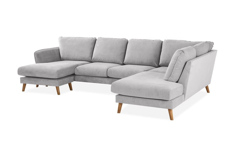 Trend Lyx 4-sits Högervänd U-formad Soffa med Divan och Schäslong i Tyg - Ljusgrå - Möbler - Vardagsrum - Soffor - U-soffor