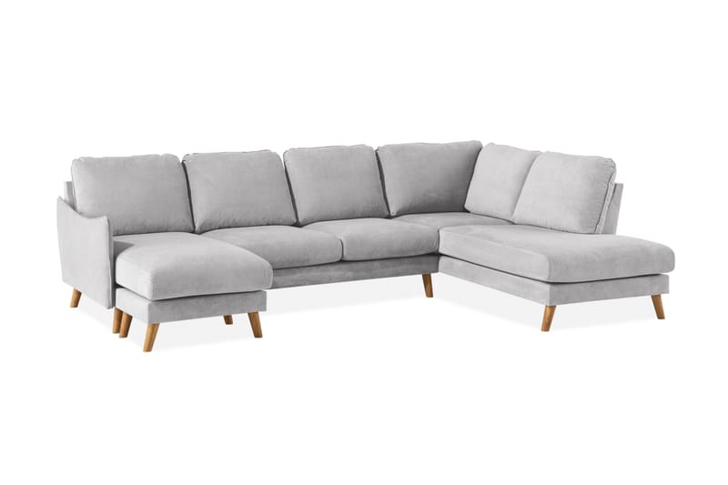 Trend Lyx 4-sits Högervänd U-formad Soffa med Divan och Schäslong i Tyg - Ljusgrå - Möbler - Vardagsrum - Soffor - U-soffor