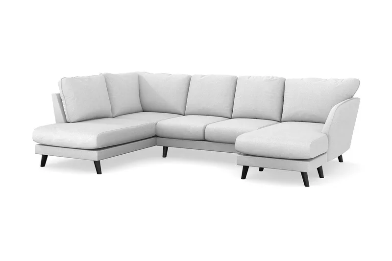 Trend Lyx 4-sits Högervänd U-formad Soffa med Divan och Schäslong i Tyg - Ljusgrå - Möbler - Vardagsrum - Soffor - U-soffor