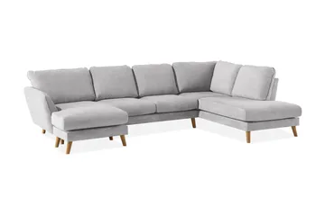 Trend Lyx 4-sits Högervänd U-formad Soffa med Divan och Schäslong i Tyg - Ljusgrå - Möbler - Vardagsrum - Soffor - U-soffor