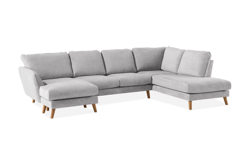 Trend Lyx 4-sits Högervänd U-formad Soffa med Divan och Schäslong i Tyg - Ljusgrå - Möbler - Vardagsrum - Soffor - U-soffor