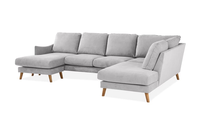 Trend Lyx 4-sits Högervänd U-formad Soffa med Divan och Schäslong i Tyg - Ljusgrå - Möbler - Vardagsrum - Soffor - U-soffor