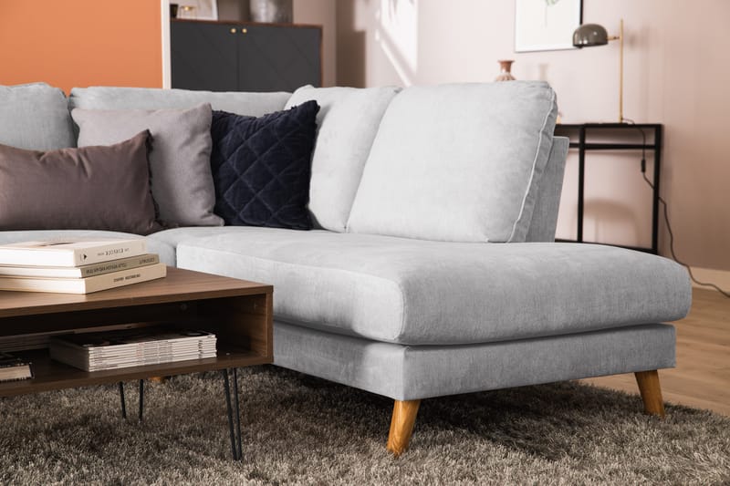 Trend Lyx 4-sits Högervänd U-formad Soffa med Divan och Schäslong i Tyg - Ljusgrå - Möbler - Vardagsrum - Soffor - U-soffor