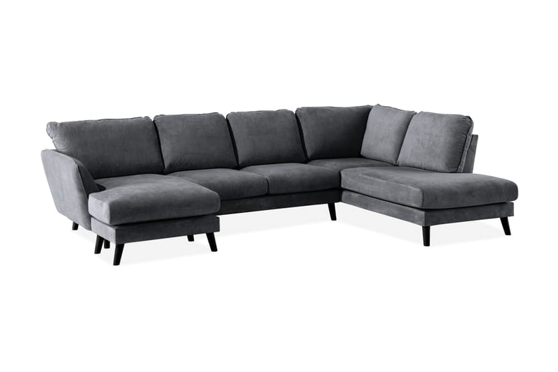 Trend Lyx 4-sits Högervänd U-formad Soffa med Divan och Schäslong i Tyg - Mörkgrå - Möbler - Vardagsrum - Soffor - U-soffor