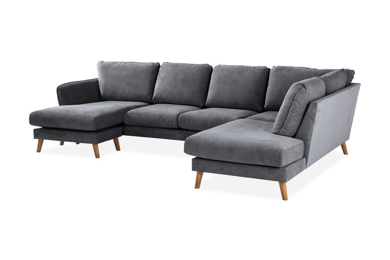 Trend Lyx 4-sits Högervänd U-formad Soffa med Divan och Schäslong i Tyg - Mörkgrå - Möbler - Vardagsrum - Soffor - U-soffor