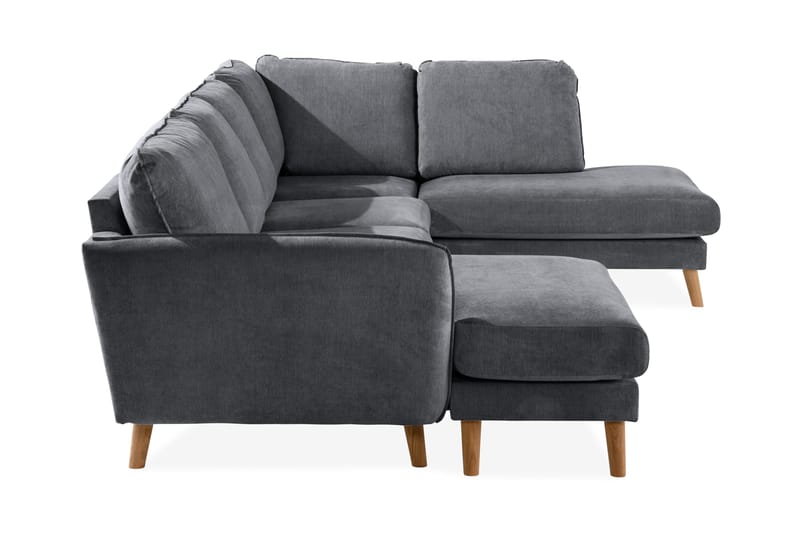 Trend Lyx 4-sits Högervänd U-formad Soffa med Divan och Schäslong i Tyg - Mörkgrå - Möbler - Vardagsrum - Soffor - U-soffor
