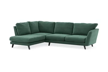 Trend Lyx 4-sits Vänstervänd L-formad Schäslongsoffa i Sammet - Mörkgrön - Möbler - Vardagsrum - Soffor - Divansoffa & schäslong