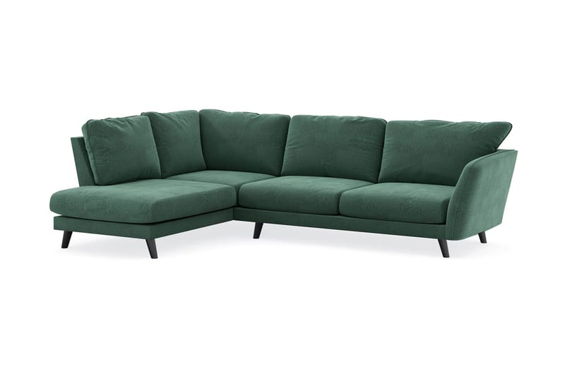 Trend Lyx 4-sits Vänstervänd L-formad Schäslongsoffa i Sammet - Mörkgrön - Möbler - Vardagsrum - Soffor - Divansoffa & schäslong