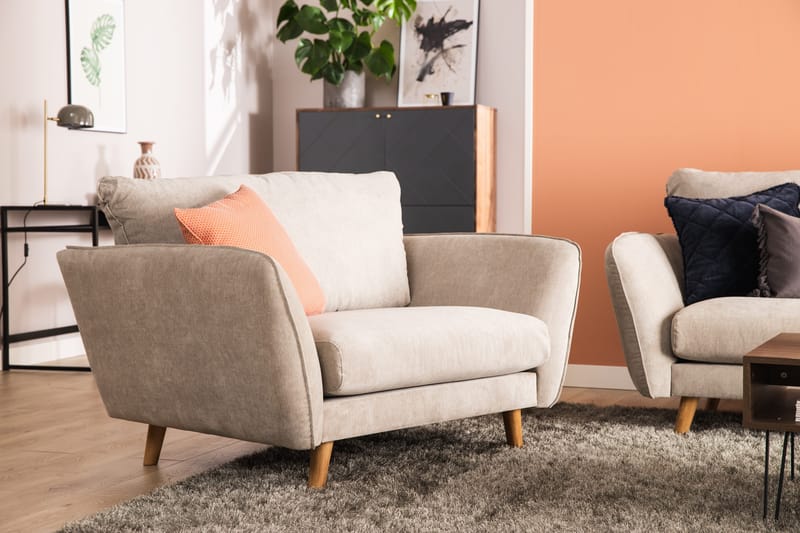 Trend Lyx 4-sits Vänstervänd L-formad Schäslongsoffa i Tyg - Beige - Möbler - Vardagsrum - Soffor - Divansoffa & schäslong