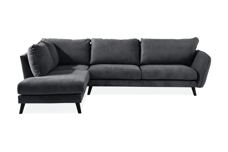 Trend Lyx 4-sits Vänstervänd L-formad Schäslongsoffa i Tyg, Mörkgrå