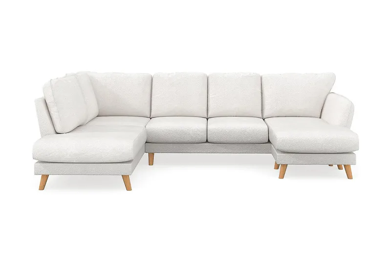 Trend Lyx 4-sits Vänstervänd U-formad Soffa med Divan och Schäslong i Bouclé - Vit - Möbler - Vardagsrum - Soffor - U-soffor