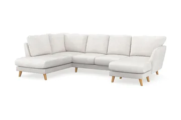 Trend Lyx 4-sits Vänstervänd U-formad Soffa med Divan och Schäslong i Bouclé - Vit - Möbler - Vardagsrum - Soffor - U-soffor