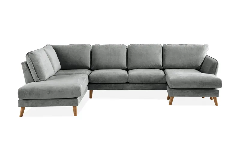 Trend Lyx 4-sits Vänstervänd U-formad Soffa med Divan och Schäslong i Tyg, Grå