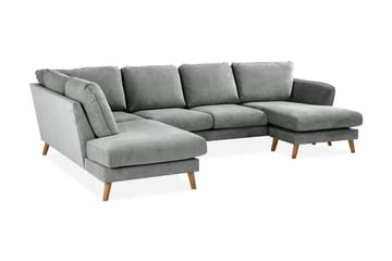 Trend Lyx 4-sits Vänstervänd U-formad Soffa med Divan och Schäslong i Tyg - Grå - Möbler - Vardagsrum - Soffor - U-soffor