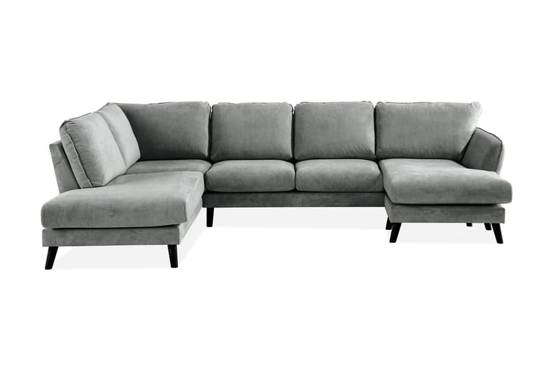 Trend Lyx 4-sits Vänstervänd U-formad Soffa med Divan och Schäslong i Tyg, Grå