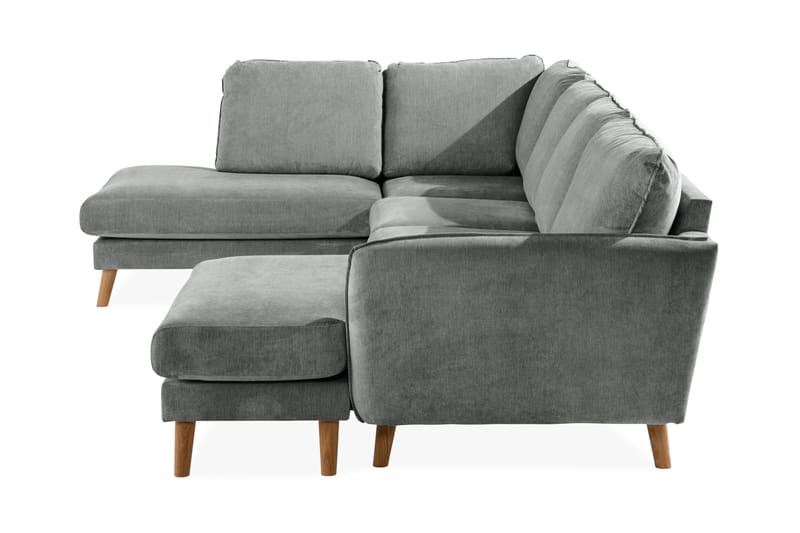 Trend Lyx 4-sits Vänstervänd U-formad Soffa med Divan och Schäslong i Tyg - Grå - Möbler - Vardagsrum - Soffor - U-soffor
