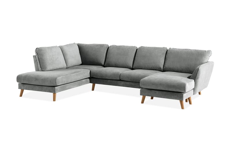 Trend Lyx 4-sits Vänstervänd U-formad Soffa med Divan och Schäslong i Tyg - Grå - Möbler - Vardagsrum - Soffor - U-soffor