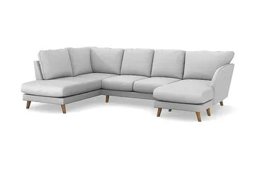 Trend Lyx 4-sits Vänstervänd U-formad Soffa med Divan och Schäslong i Tyg - Ljusgrå - Möbler - Vardagsrum - Soffor - U-soffor