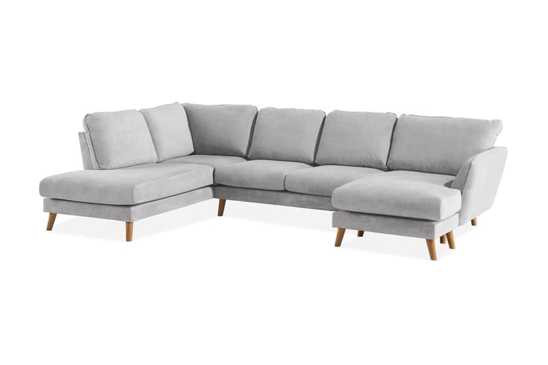 Trend Lyx 4-sits Vänstervänd U-formad Soffa med Divan och Schäslong i Tyg - Ljusgrå - Möbler - Vardagsrum - Soffor - U-soffor