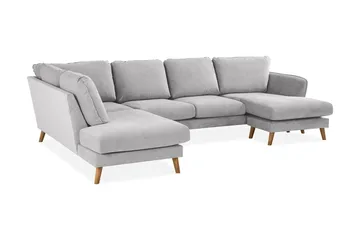 Trend Lyx 4-sits Vänstervänd U-formad Soffa med Divan och Schäslong i Tyg - Ljusgrå - Möbler - Vardagsrum - Soffor - U-soffor