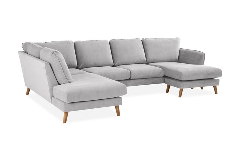 Trend Lyx 4-sits Vänstervänd U-formad Soffa med Divan och Schäslong i Tyg - Ljusgrå - Möbler - Vardagsrum - Soffor - U-soffor