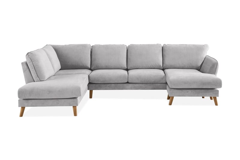 Trend Lyx 4-sits Vänstervänd U-formad Soffa med Divan och Schäslong i Tyg, Ljusgrå