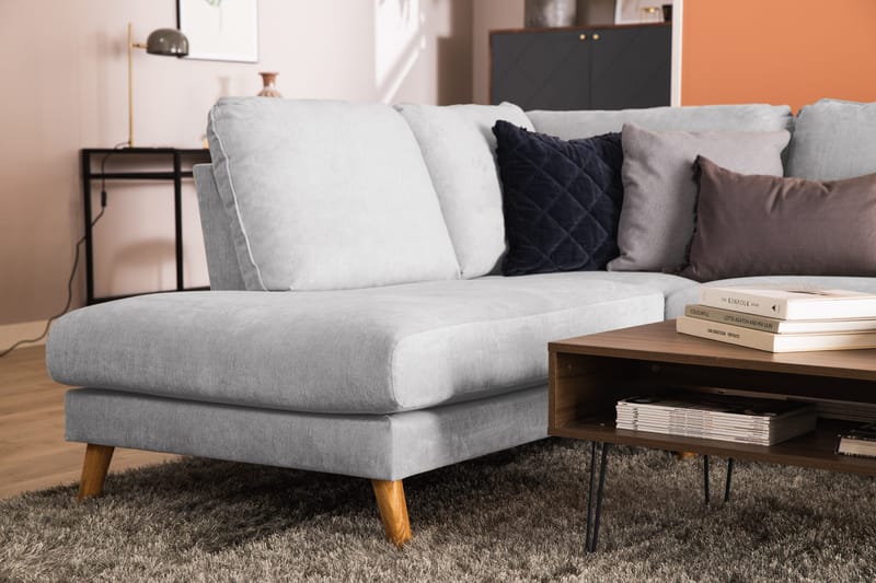 Trend Lyx 4-sits Vänstervänd U-formad Soffa med Divan och Schäslong i Tyg - Ljusgrå - Möbler - Vardagsrum - Soffor - U-soffor