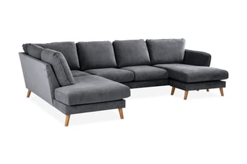 Trend Lyx 4-sits Vänstervänd U-formad Soffa med Divan och Schäslong i Tyg - Mörkgrå - Möbler - Vardagsrum - Soffor - U-soffor