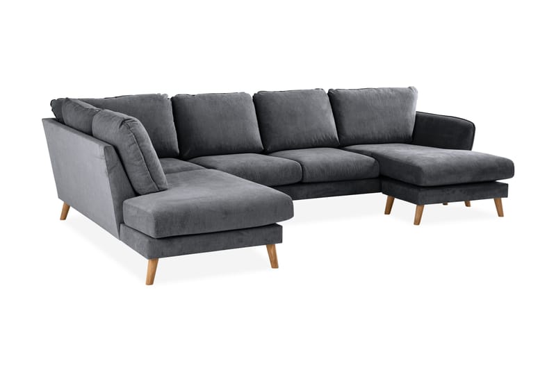Trend Lyx 4-sits Vänstervänd U-formad Soffa med Divan och Schäslong i Tyg - Mörkgrå - Möbler - Vardagsrum - Soffor - U-soffor
