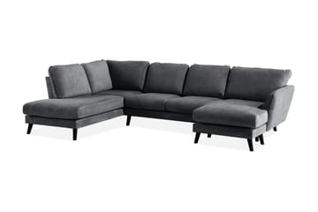 Trend Lyx 4-sits Vänstervänd U-formad Soffa med Divan och Schäslong i Tyg - Mörkgrå - Möbler - Vardagsrum - Soffor - U-soffor
