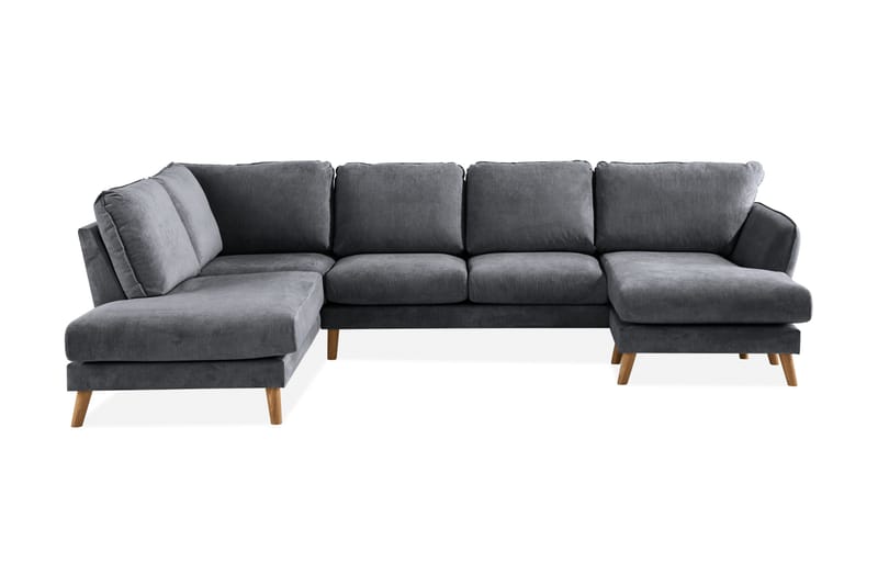 Trend Lyx 4-sits Vänstervänd U-formad Soffa med Divan och Schäslong i Tyg, Mörkgrå