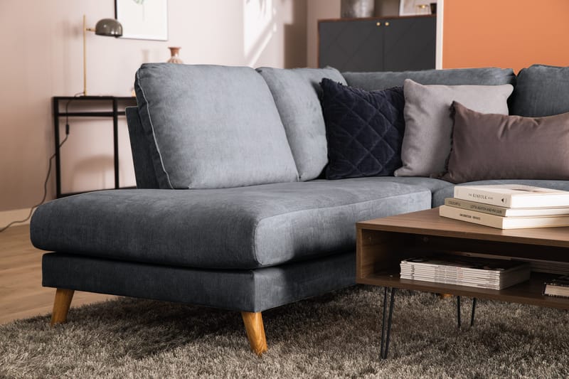 Trend Lyx 4-sits Vänstervänd U-formad Soffa med Divan och Schäslong i Tyg - Mörkgrå - Möbler - Vardagsrum - Soffor - U-soffor