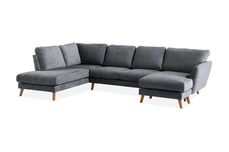 Trend Lyx 4-sits Vänstervänd U-formad Soffa med Divan och Schäslong i Tyg - Mörkgrå - Möbler - Vardagsrum - Soffor - U-soffor