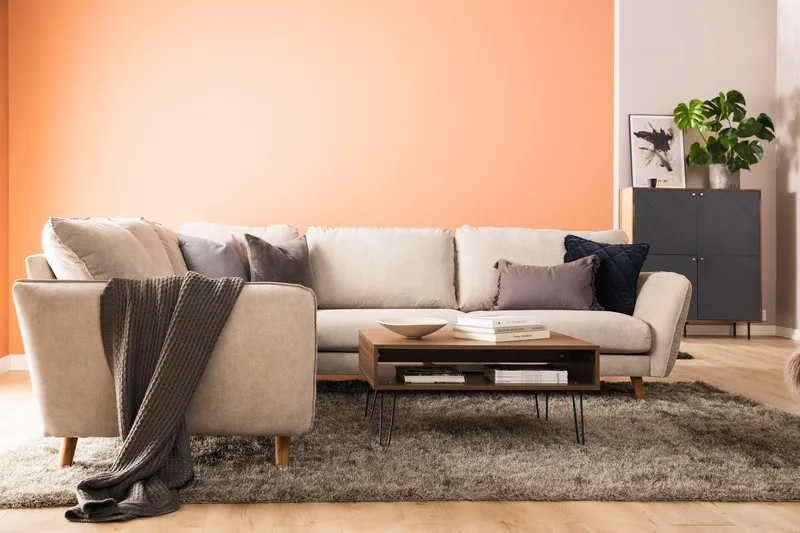 Trend Lyx 6-sits Vändbar L-formad Hörnsoffa i Tyg - Beige - Möbler - Vardagsrum - Soffor - Hörnsoffor