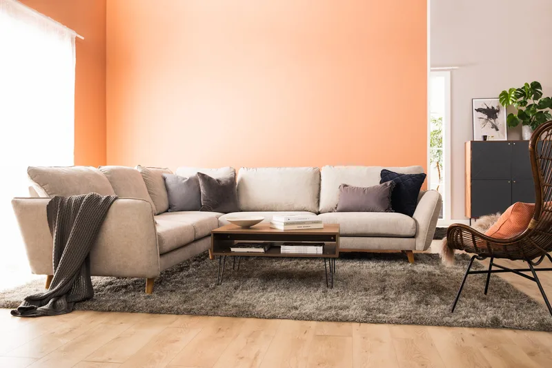 Trend Lyx 6-sits Vändbar L-formad Hörnsoffa i Tyg - Beige - Möbler - Vardagsrum - Soffor - Hörnsoffor