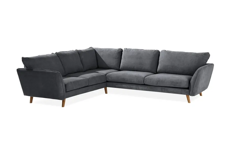 Trend Lyx 6-sits Vändbar L-formad Hörnsoffa i Tyg, Mörkgrå