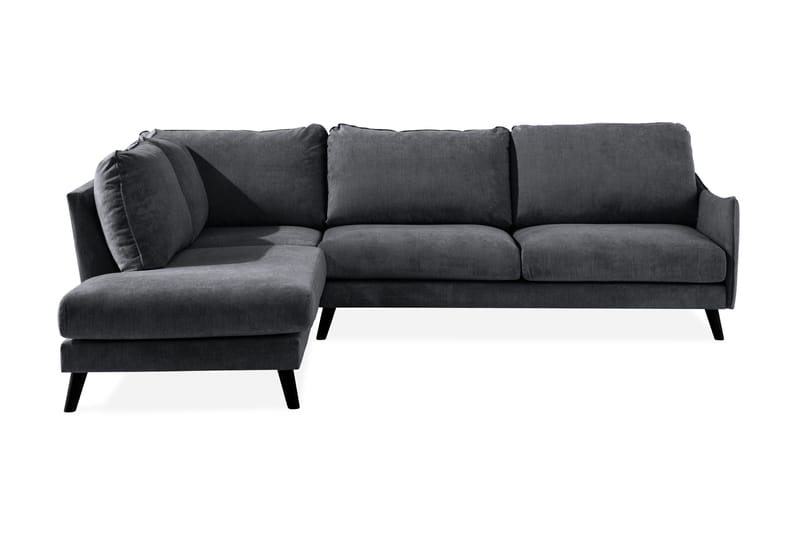 Trend Lyx Schäslongsoffa Vänster, Mörkgrå/Svart