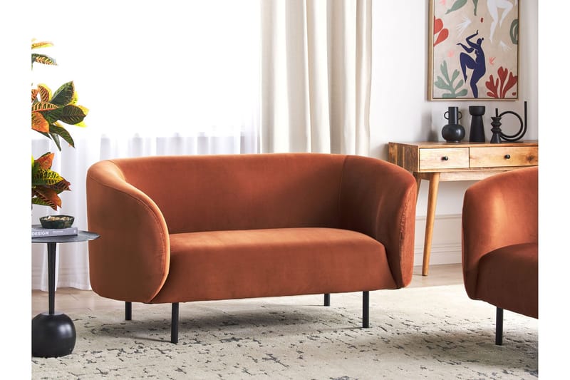 Tuka 2-sits Soffa i Sammet med Metallben - Orange|Svart - Möbler - Vardagsrum - Soffor - 2-sits soffor