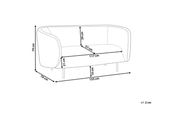 Tuka 2-sits Soffa i Tyg med Metallben - Beige|Grå|Svart - Möbler - Vardagsrum - Soffor - 2-sits soffor