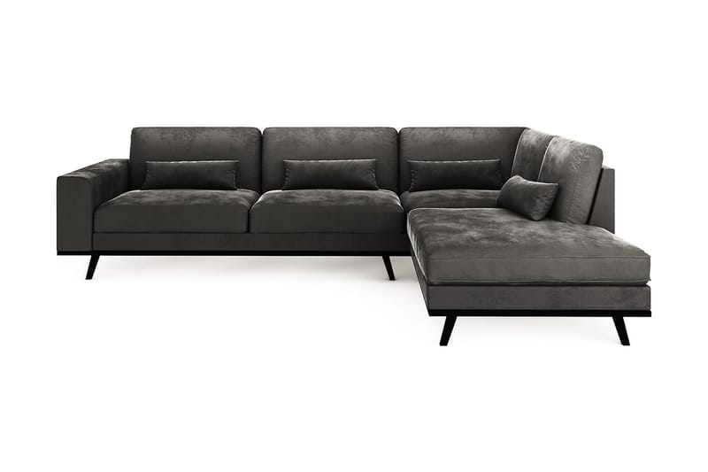 TULSA 2,5-sits L-Soffa Sammet Grå - Divansoffa & schäslong - Sammetssoffor