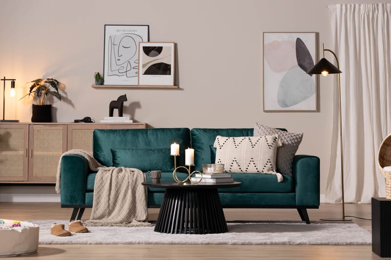 TULSA 3-sits Soffa Sammet Grön -   - 3-sits soffor - Sammetssoffor