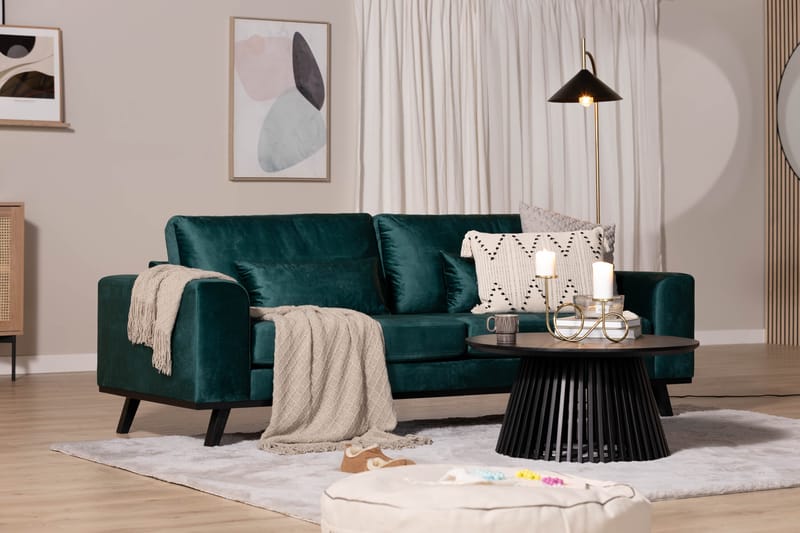TULSA 3-sits Soffa Sammet Grön -   - 3-sits soffor - Sammetssoffor